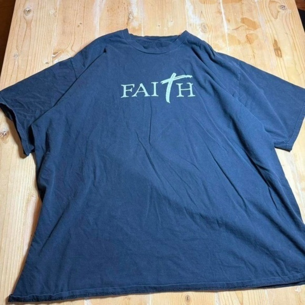 Faith Cross Graphic T-Shirt Mens Navy Blue Short Sleeve Religious Tee XL‎ 2XL